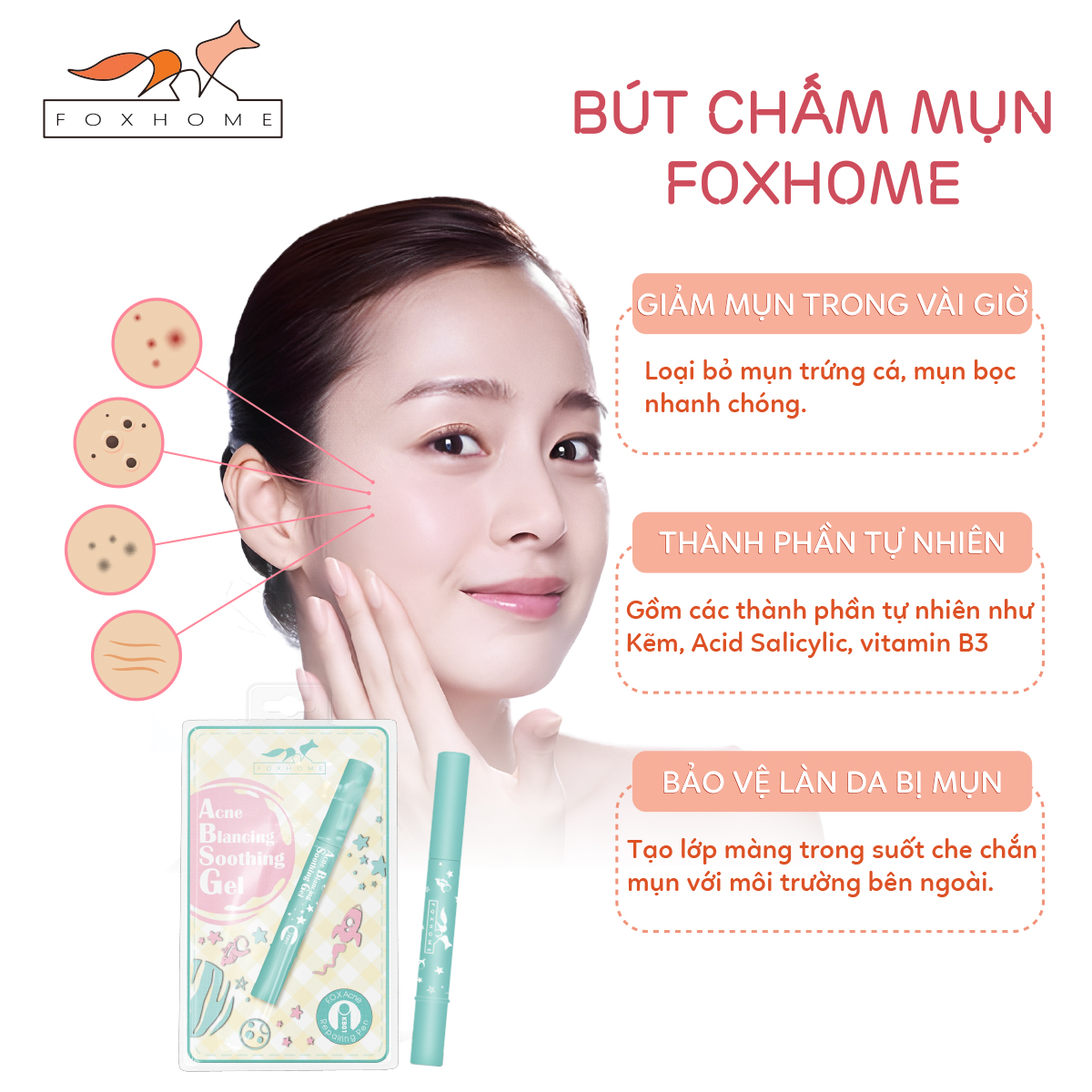 [Hàng nhập khẩu 100%] Bút chấm mụn Salicylic giảm sưng viêm mụn hiệu FOX 2.3ml nhỏ gọn