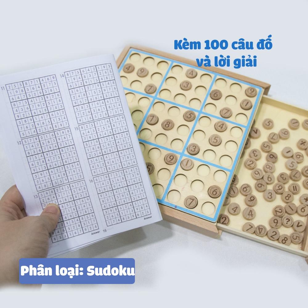 Bàn chơi SUDOKU gỗ kèm 100 bài đố và lời giải LOẠI ĐẸP