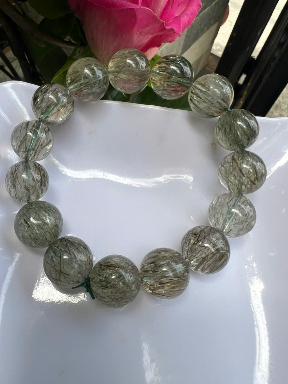 ️ Vòng Tay Chuỗi Nam Vip Size Hạt 14mm Đá Thạch Anh Tóc Xanh Tự Nhiên Trong Bóng Mượt Hợp Các Anh Nam mệnh Mộc Hỏa Thủy đeo đẹp may mắn tốt cho sức khỏe công việc hanh thông ạ