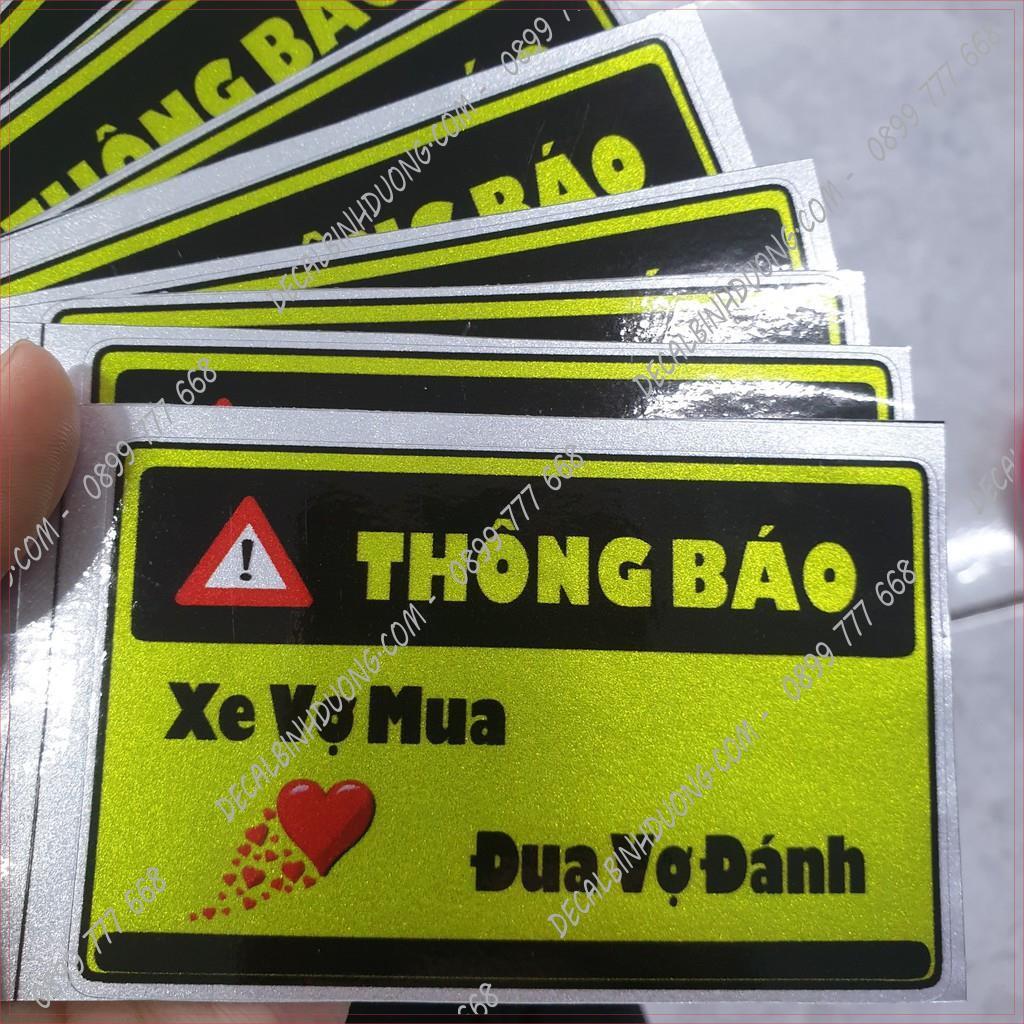 Tem Dán Xe Máy - Sticker Thông Báo In Chrome Đẹp Nhất