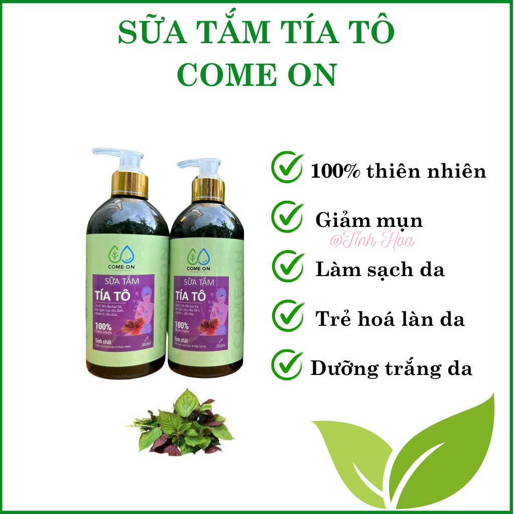 Sữa tắm tía tô Come on chai 500ml sữa tắm trắng da toàn thân, sữa tắm trị mụn lưng