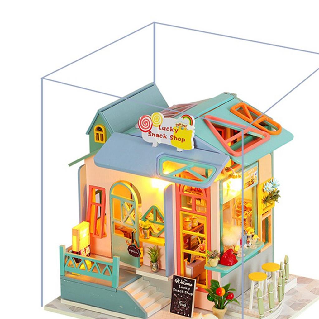 Mini Wooden Dollhouse Furniture Set Cottage Dream House Puzzle Toy A
