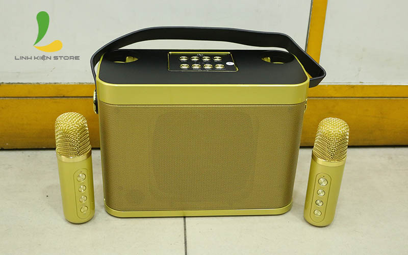 Loa Bluetooth Karaoke YS219 - Loa di động chất liệu nhựa cứng tặng kèm bộ đôi micro không dây nhẹ hơi có chức năng thay đổi giọng nói