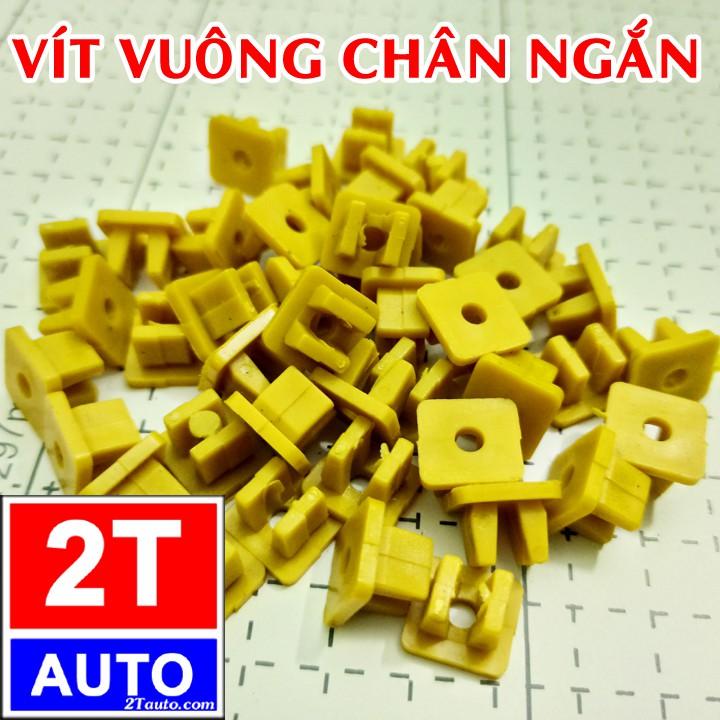 Bộ 10 đinh tán, chốt vít nở vit nhựa vuông 9mm Loại CHÂN NGẮN chuyên dùng cho xe hơi ô tô - VÀNG:  SKU:252