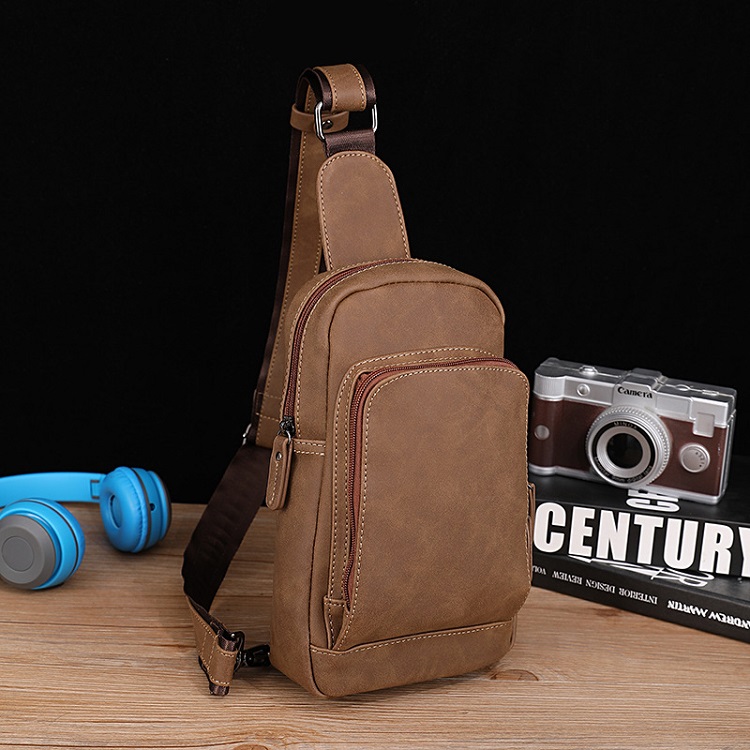 Túi Nam Đeo Chéo Bao Tử Da Bò Sáp BT02 Trẻ Chung Nhiều Ngăn Tiện Lợi