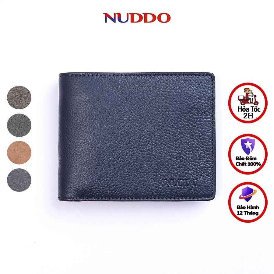 Ví da nam cao cấp NUDDO bóp nam da bò thật vân hạt kiểu dáng ngang cao cấp NN006