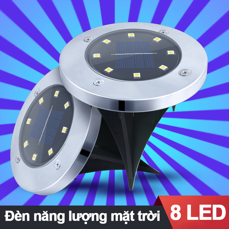 Đèn cắm đất 8 LED năng lượng mặt trời trang trí sân vườn