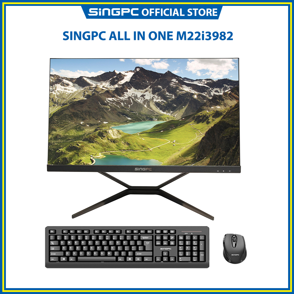 Máy tính All In One SingPC M22i3982( Intel i3-9100, 8GB, SSD 256, 21.5 Full HD IPS, Lan, Wifi, Bluetooth)- Hàng Chính Hãng
