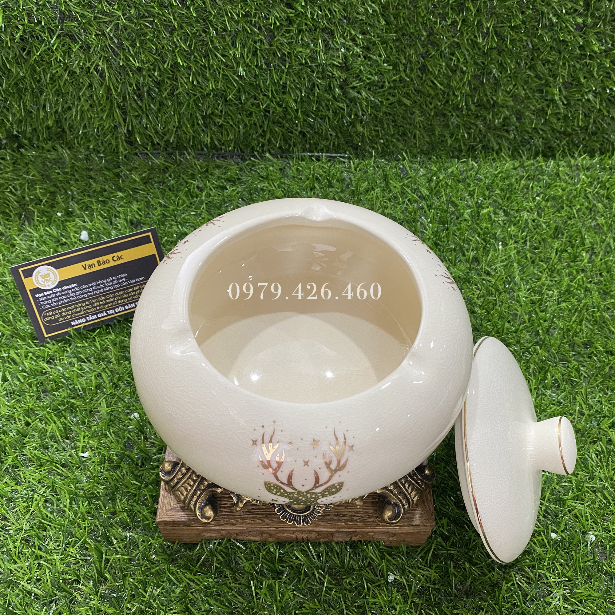 Gạt tàn gốm mạ vàng 18k cao cấp - Gạt tài Cigar