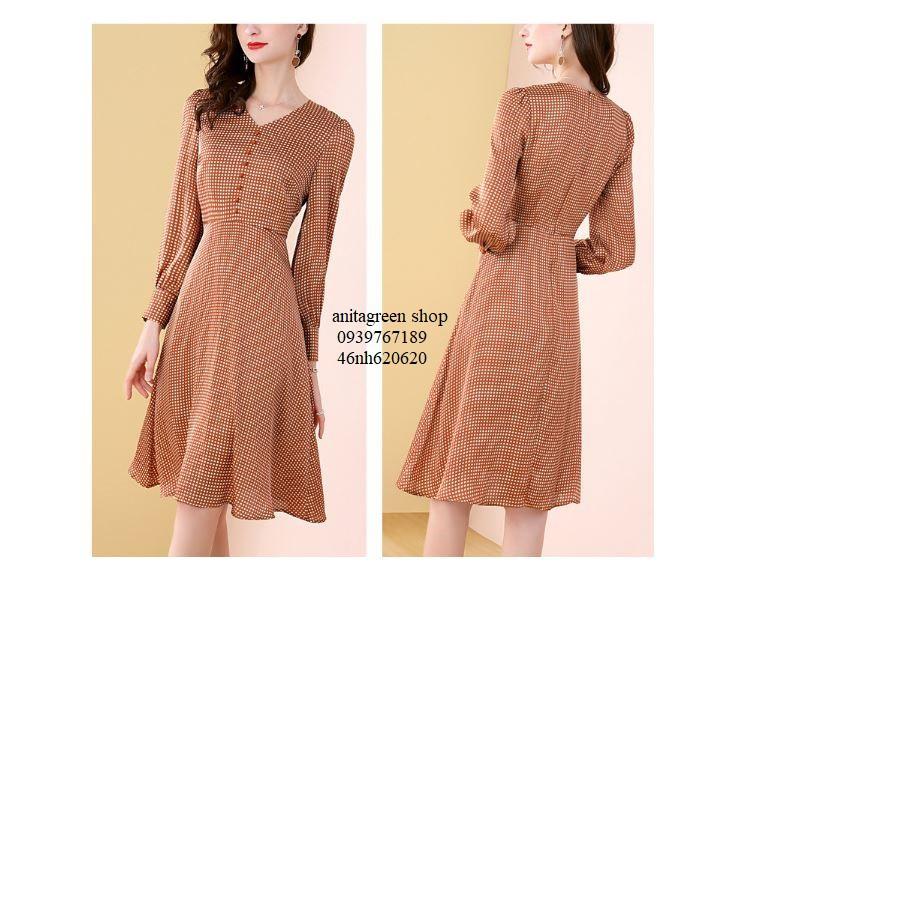 Nh620620-ĐẦM XÒE CHẤM BI TAY DÀI
