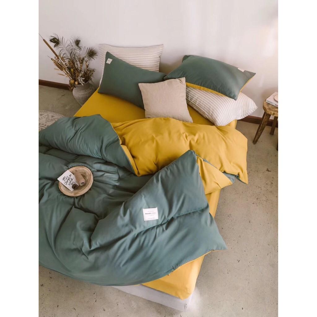 Bộ chăn ga gối cotton tici phong cách hàn quốc vải mềm mịn, không phai màu