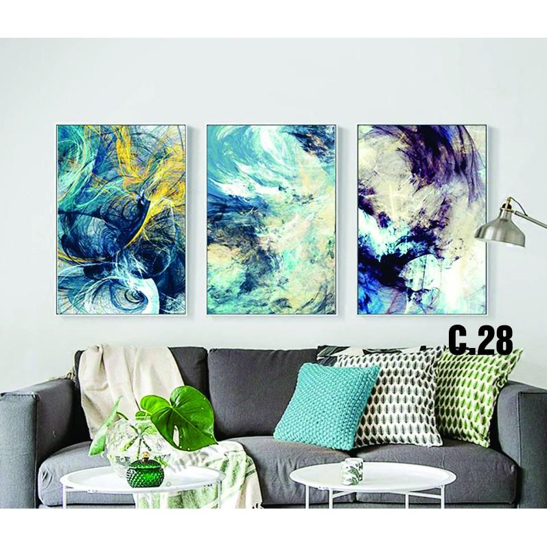 - Bộ tranh canvas 3 bức treo tường có khung phong cách hiện đại - phong cách Bắc Âu