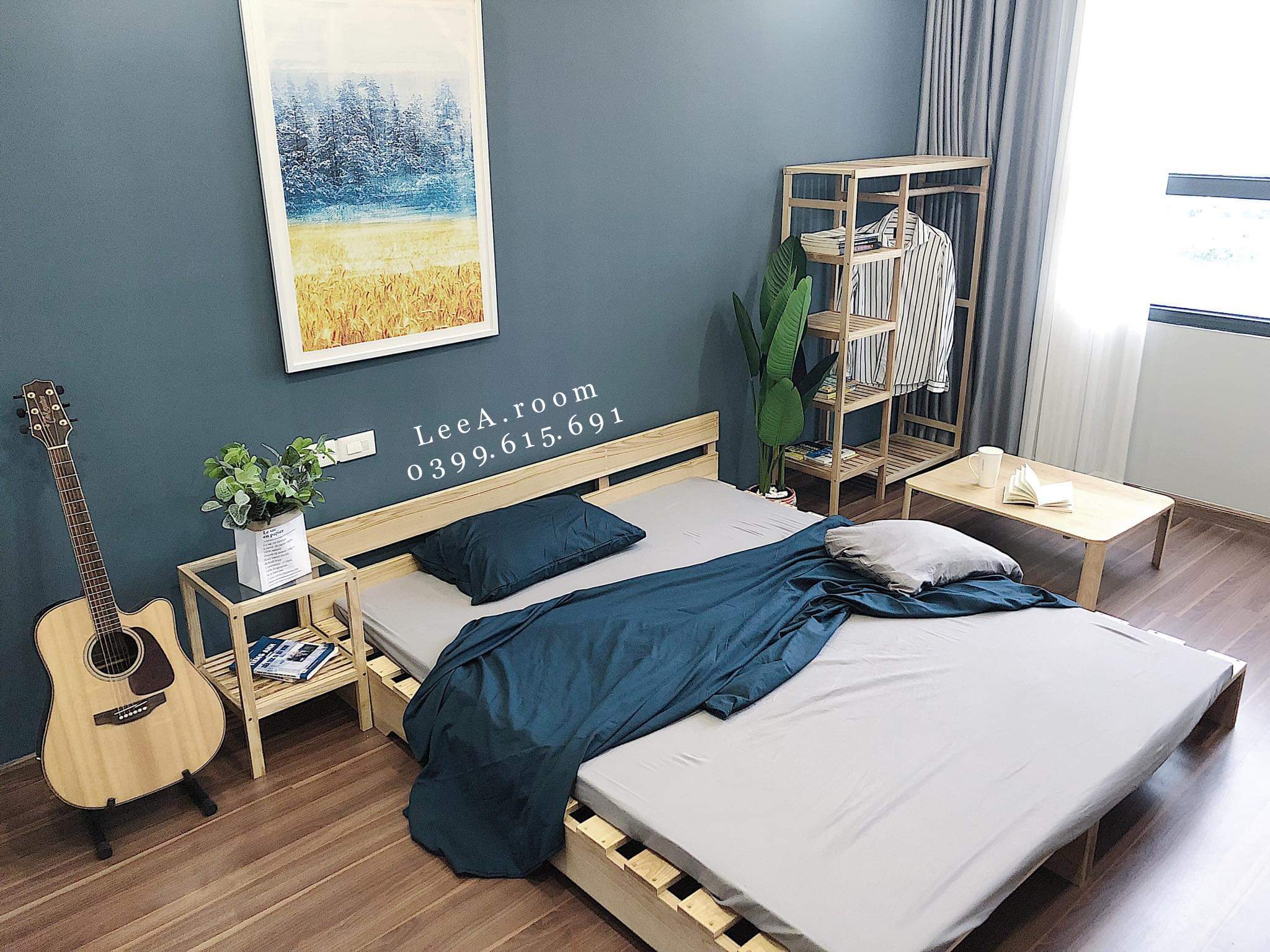 GIƯỜNG PALLET CỰC ĐẸP CHO HOMESTAY, CĂN HỘ CHUNG CƯ (GỖ TẦN BÌ CAO CẤP)