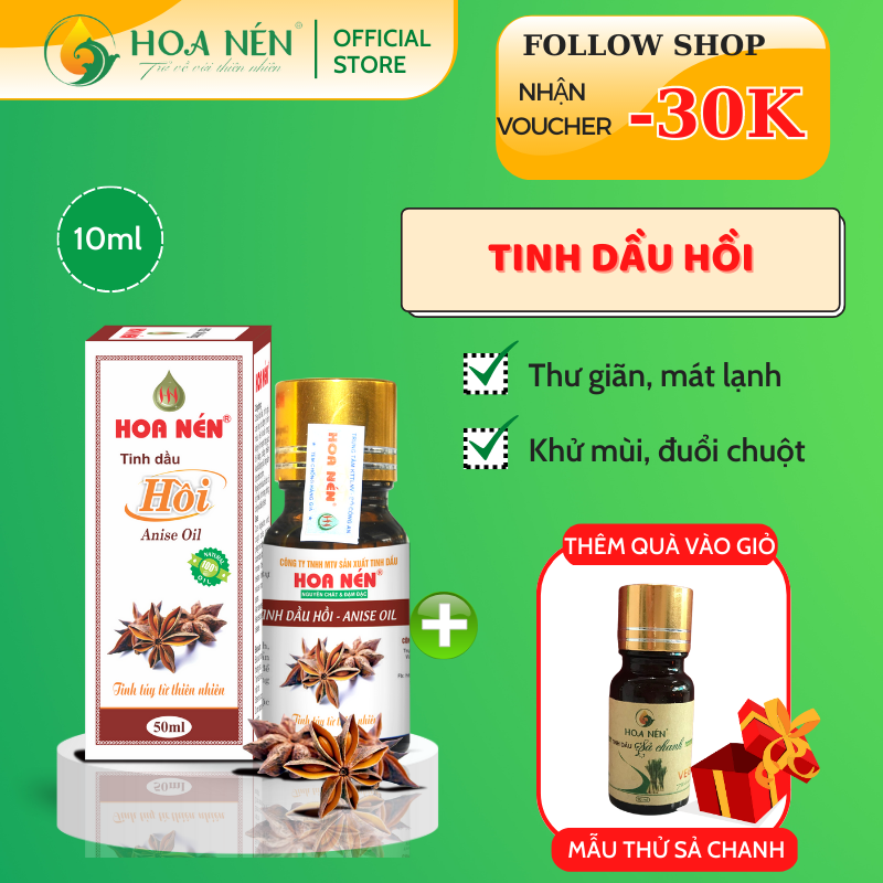 Tinh dầu Hồi nguyên chất 100ml - Hoa Nén - Thanh lọc không khí, hỗ trợ giảm đau xương khớp