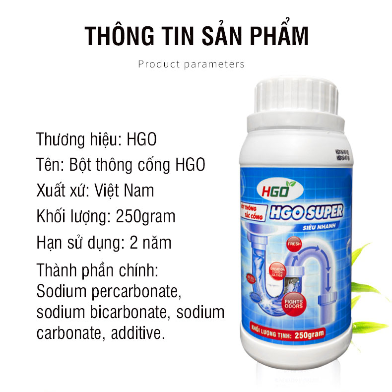 Bột thông cống cực mạnh HGO SUPER siêu nhanh, siêu mạnh, siêu an toàn 250gram