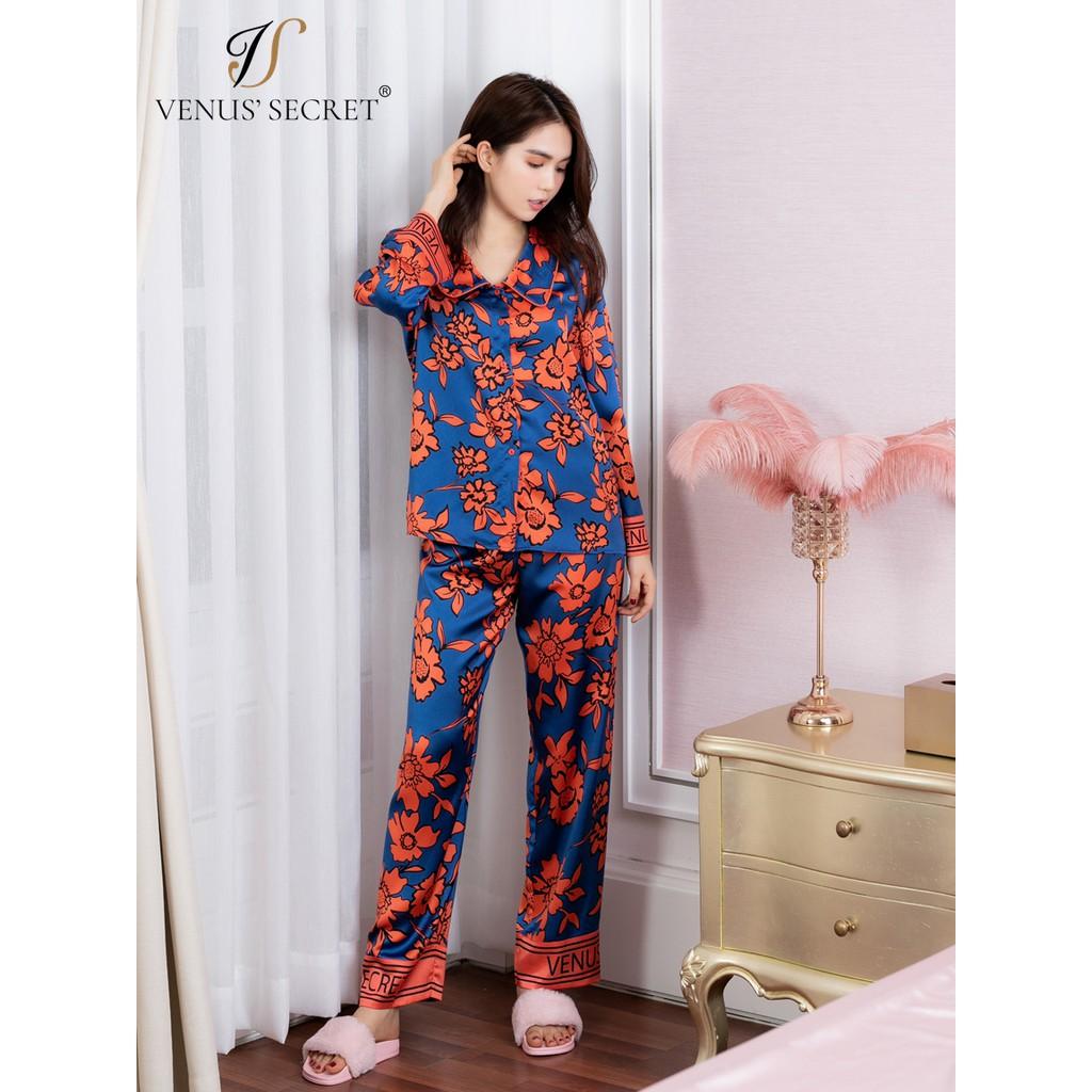 Bộ pyjama Venus' Secret xanh họa tiết hoa cam