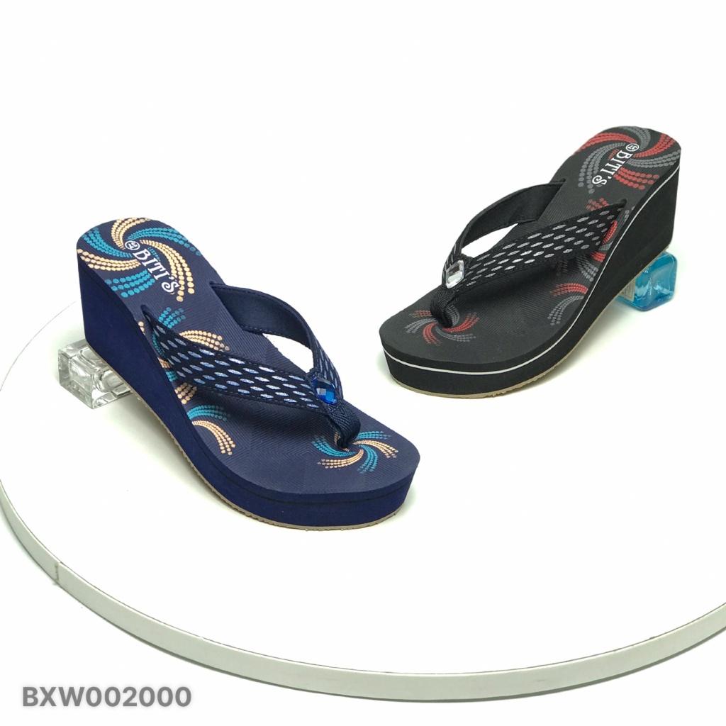Dép kẹp xỏ ngón quai vải đế hoa xốp ép cao su 7cm BXW002000
