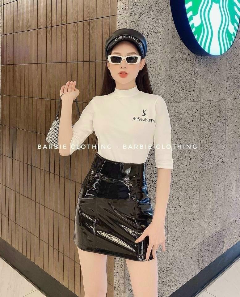 Chân váy da bóng cạp cao ôm body đẹp