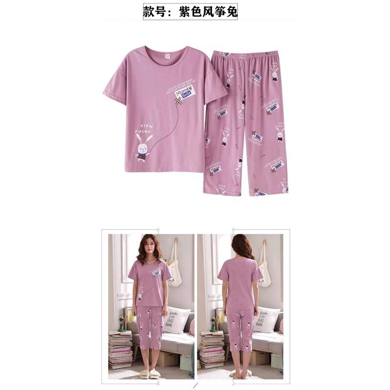 Bộ mặc nhà nữ, set bộ thun lửng chất cotton co giãn mặc nhà dễ thương nhiều màu đủ size