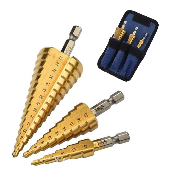 Bộ 3 mũi khoan bước tháp 4-32mm
