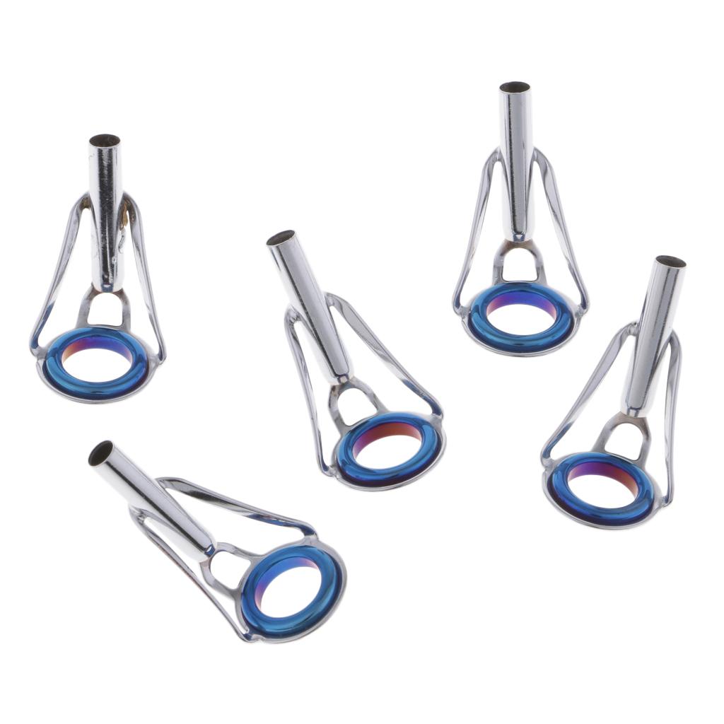 5pcs Fishing Rod Guides Tip Tops Repair Kit Spinning Casting Rod Tip Ring