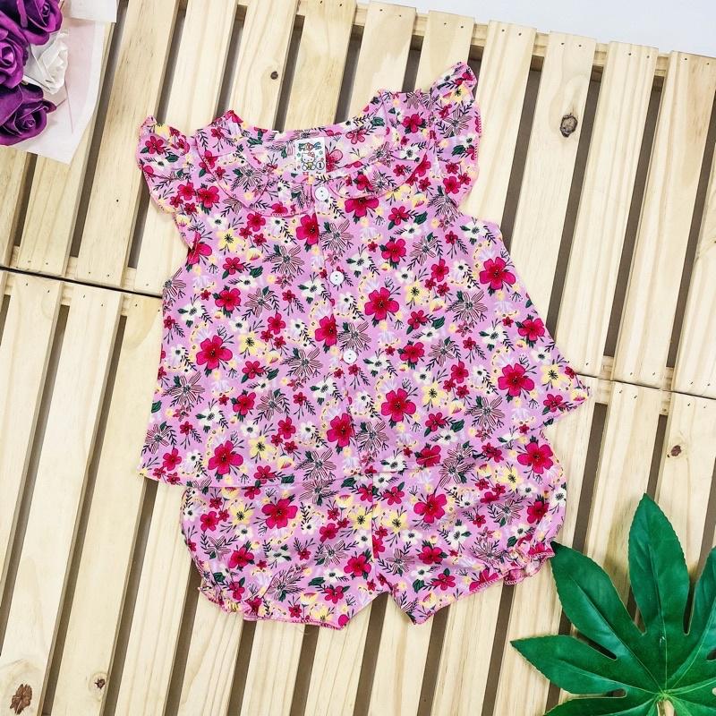 Đồ bộ tôn (tole - lanh) mẫu gài nút sơ mi mềm - mịn - mát cho bé gái 4-13kg (hình thật