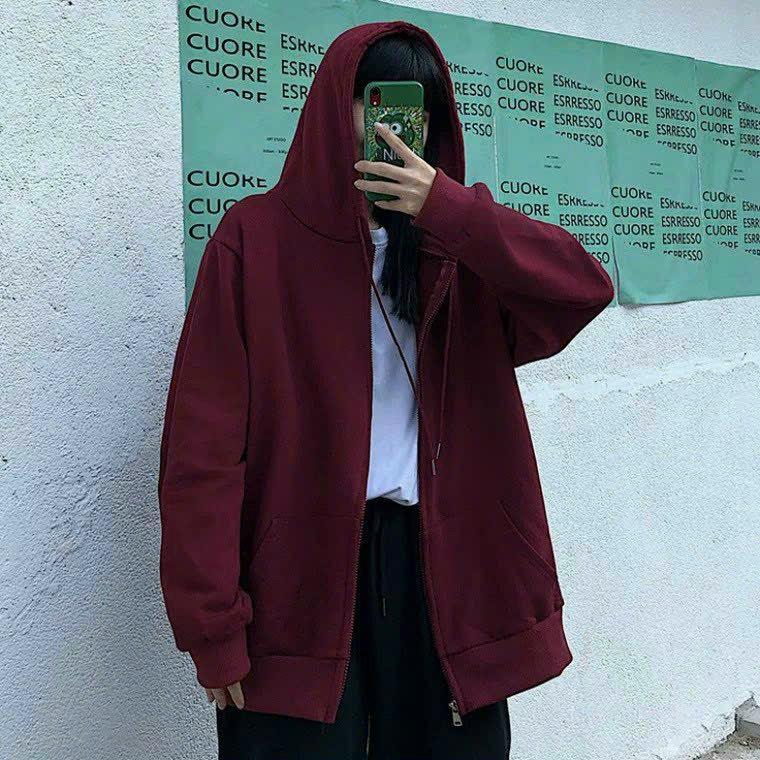 [HOT TREND] Áo Khoác/ Áo Gió Nam Nữ Nỉ Chất liệu Dày Dặn Theo Phong Cách Thời Trang Bigsize HTM FASHION - Đỏ Đô