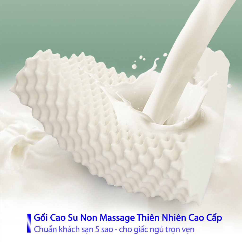 Gối Cao Su Non Massage Cho Người Đau Vai Gáy Gối Đầu Nằm Ngủ Massage Kê Chống Mỏi Cổ Từ Cao Su Non Thiên Nhiên Cao Cấp Cho Người Lớn 50cmx70cm- Chuẩn Khách Sạn 5 Sao