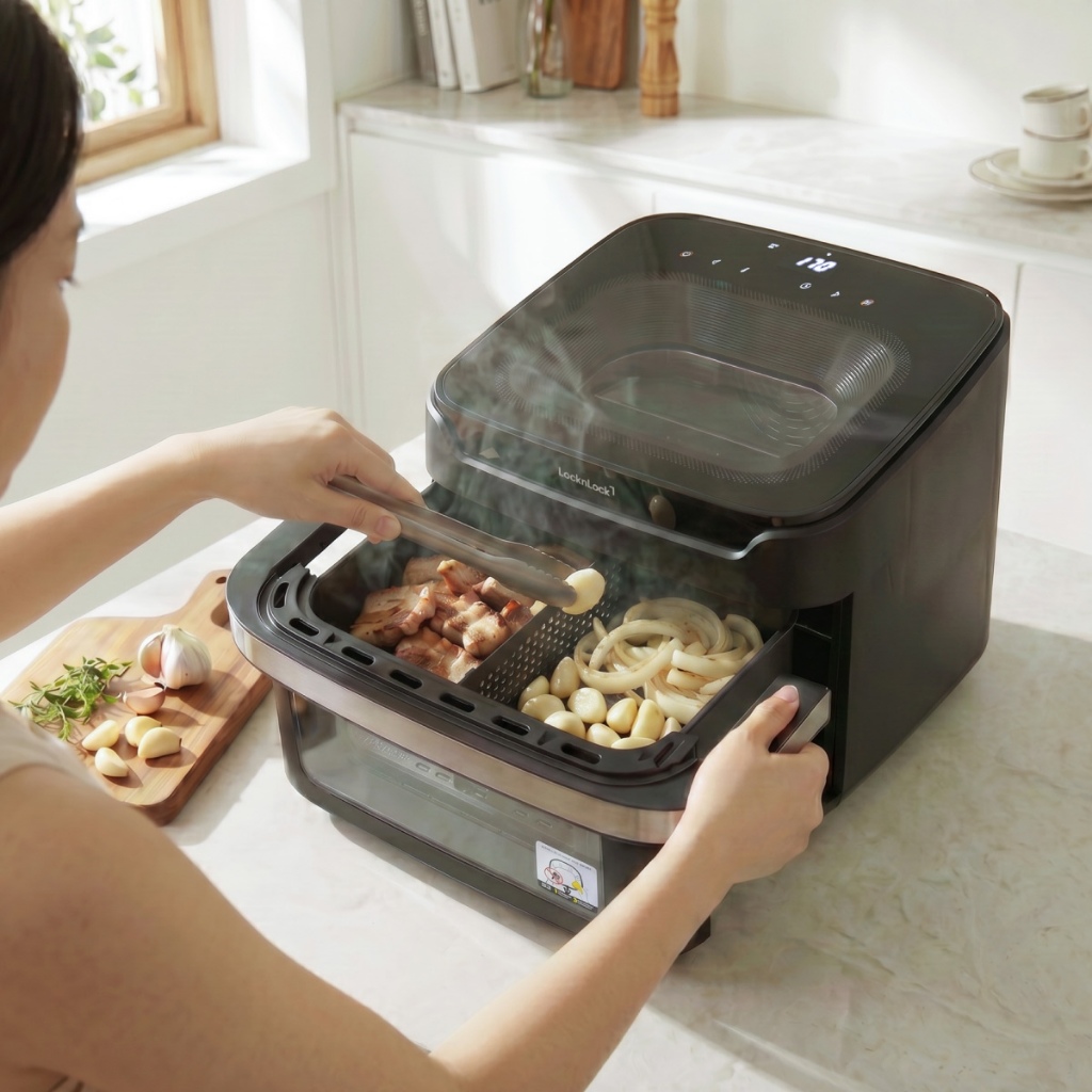 Nồi Chiên Không Dầu 2 Mặt Kính LocknLock Dual Visible Air Fryer EJF398BLK 10L - Màu đen - Hàng Chính Hãng - JoyMall