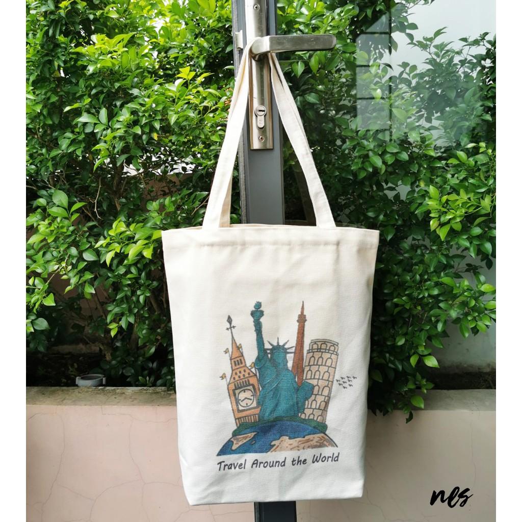 TÚI CANVAS TOTE TRAVEL AROUND THE WORLD - MAIHOME VB-MH006