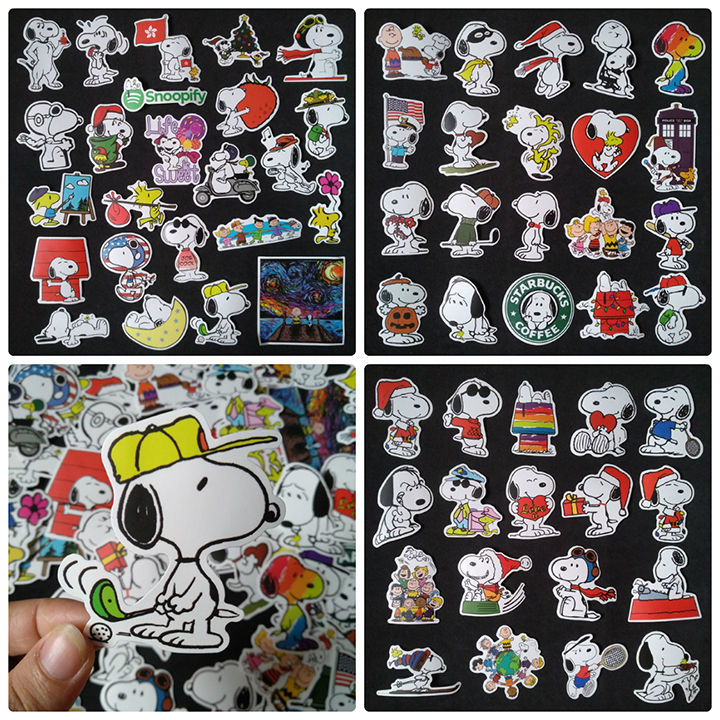 Bộ Sticker dán cao cấp chủ đề SNOOPY - Dùng dán Xe, dán mũ bảo hiểm, dán Laptop