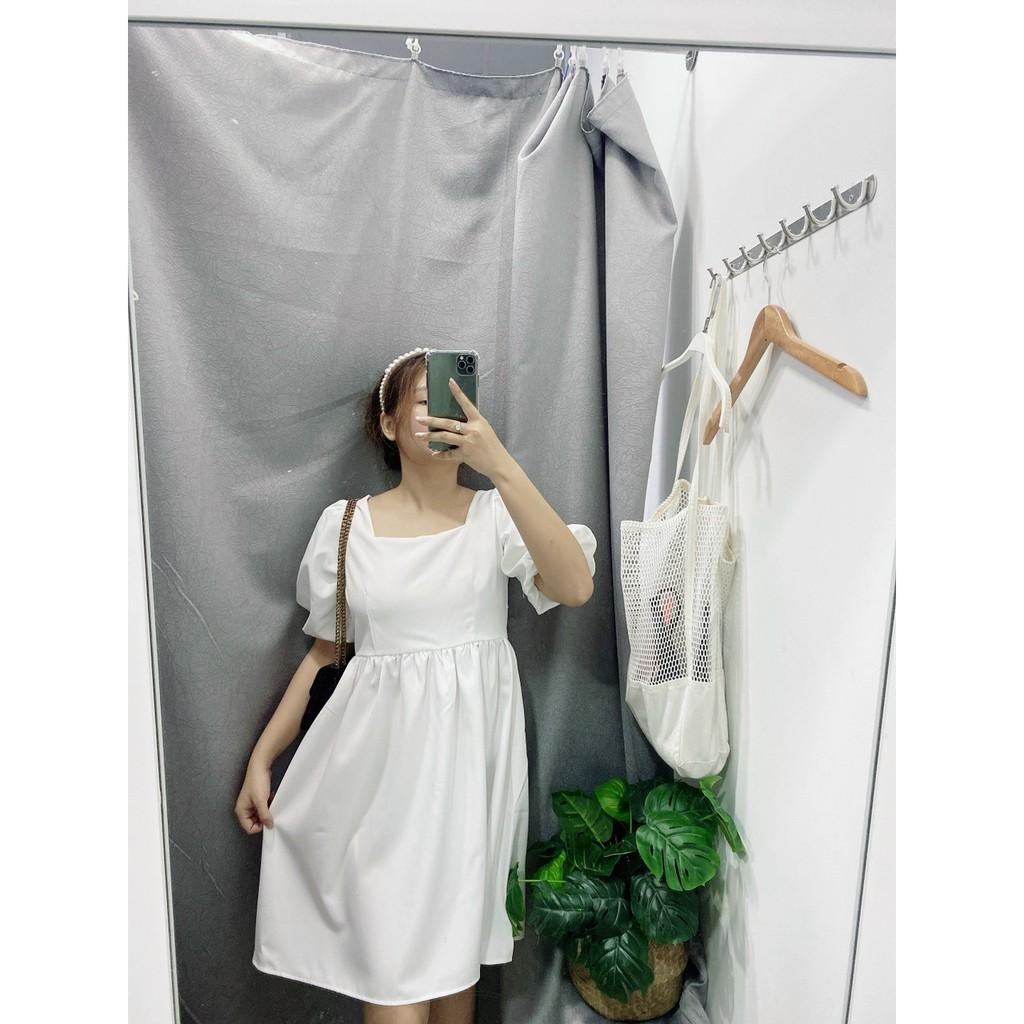 Váy babydoll cổ vuông tay bồng ngắn SAMY DRESS - V006