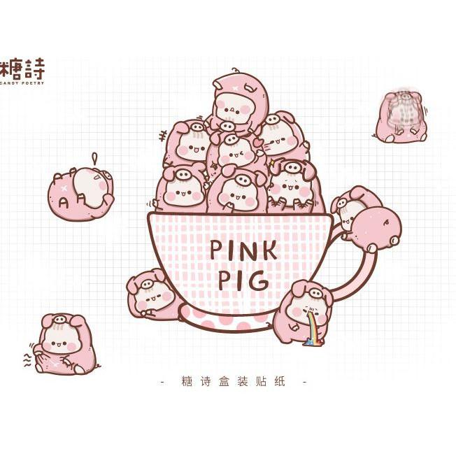 Bộ 46 Sticker Pink Hàn Quốc dán trang trí E72