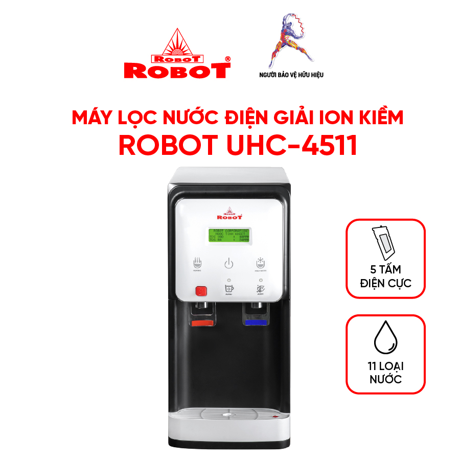 Máy Lọc Nước ĐIện Giải Ion Kiềm ROBOT UHC 4511 Chức Năng Nóng Lạnh - Hàng Chính Hãng