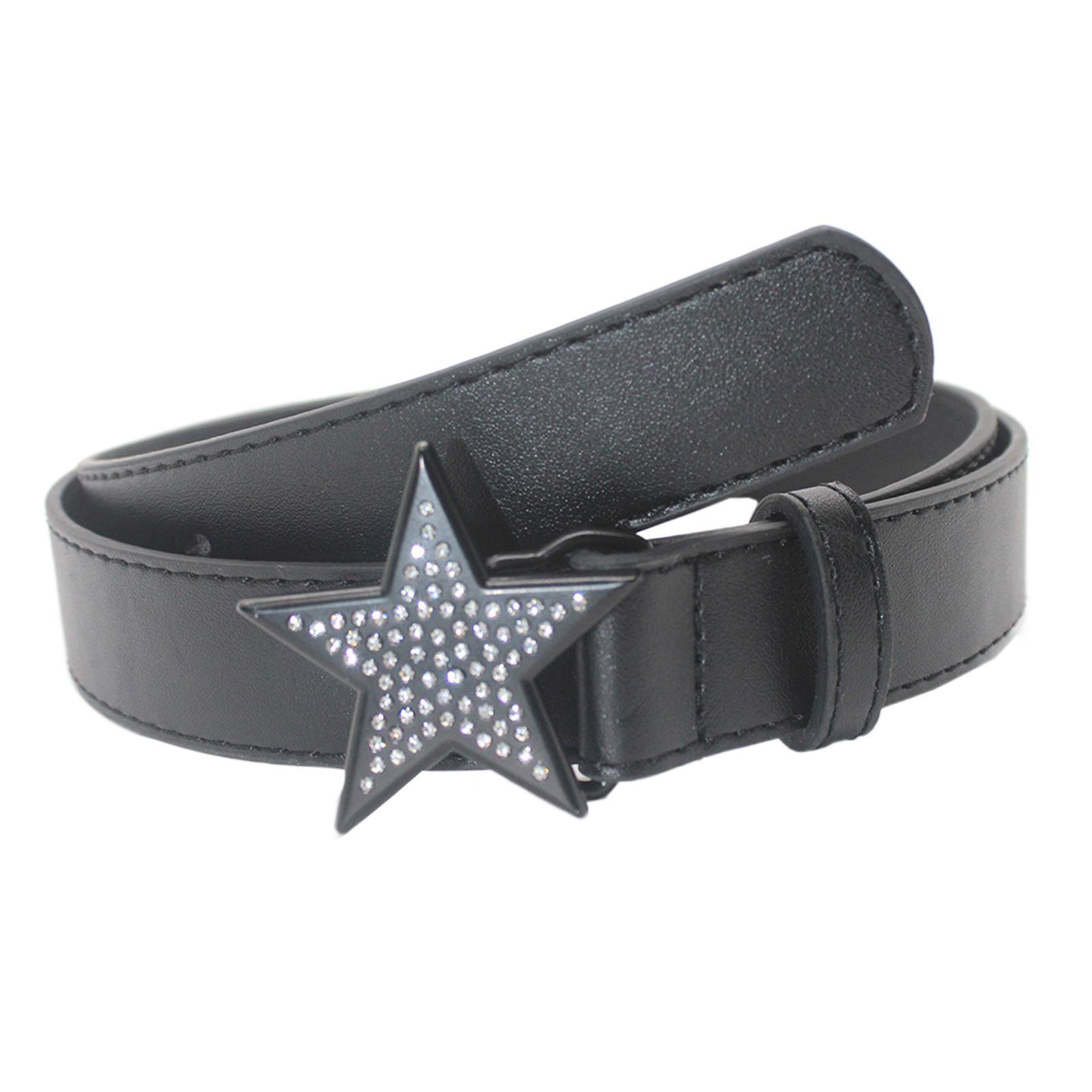 Ladies Waist Belt Rhinestone Buckle Jeans Belt Women PU Leather Belt