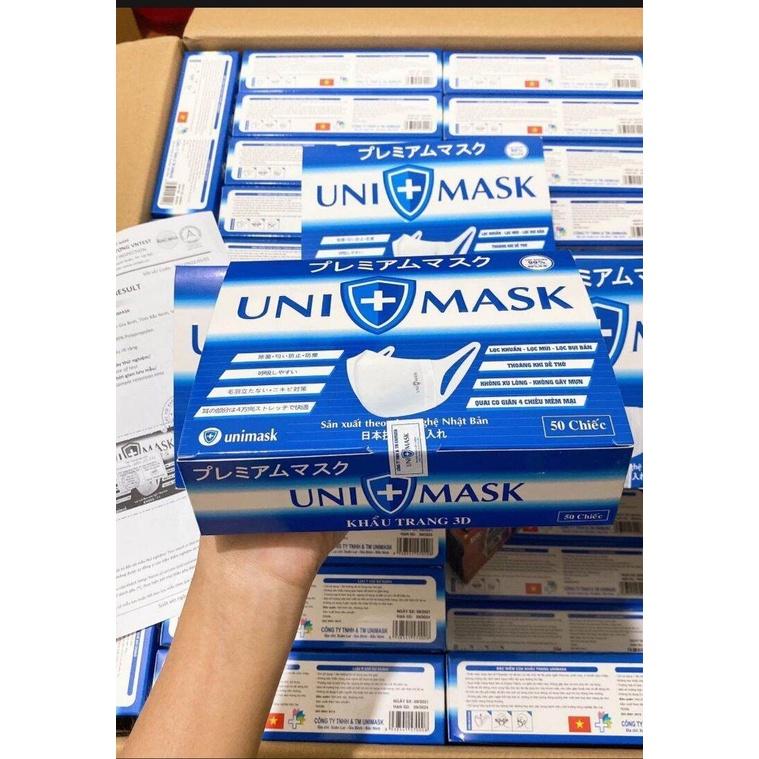Khẩu trang 3D Unimask 3 lớp kháng khuẩn co giãn 4 chiều siêu thoải mái ôm mặt