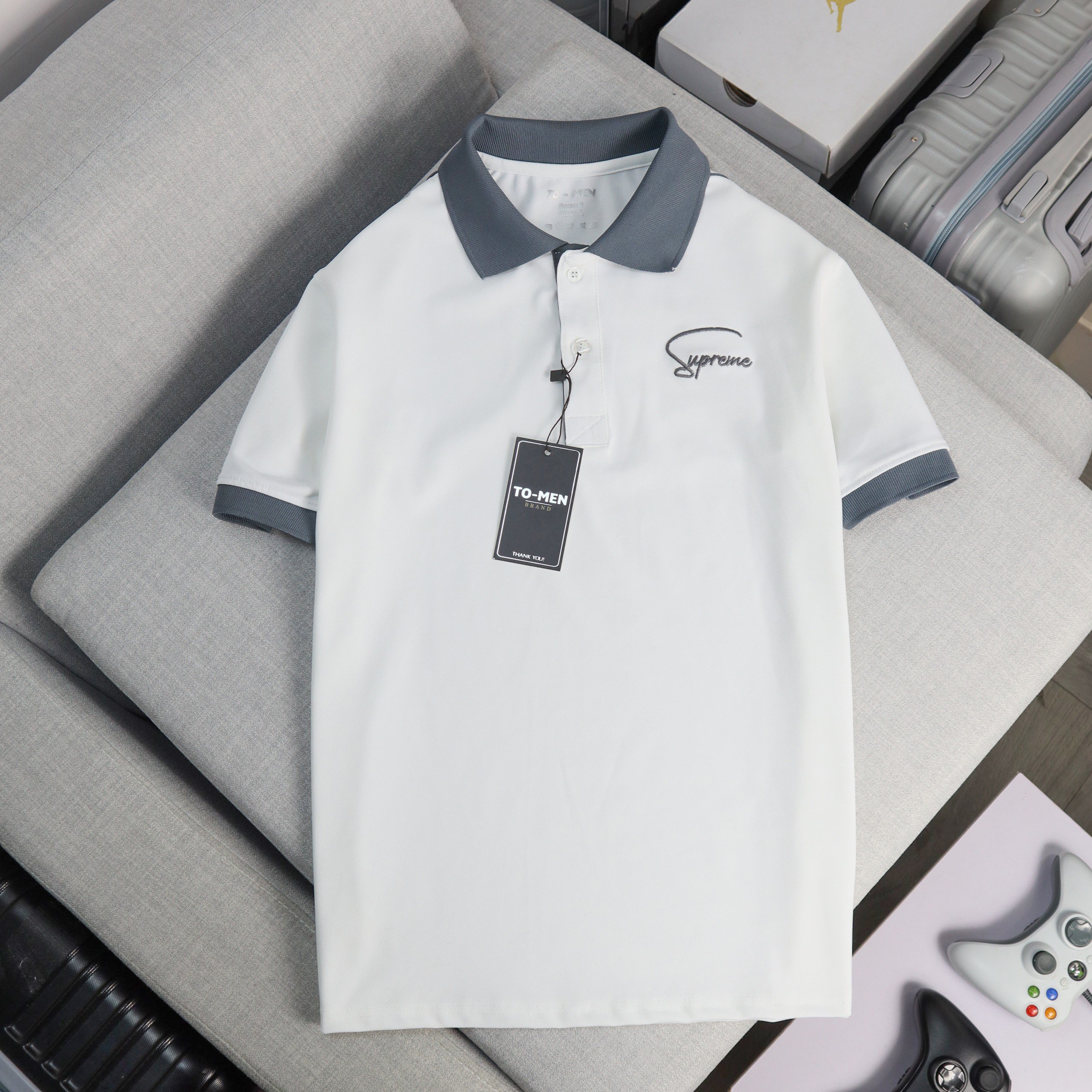 Áo thun nam POLO phối sọc thêu Logo vải cá sấu cotton cao cấp ngắn tay cực sang trọng