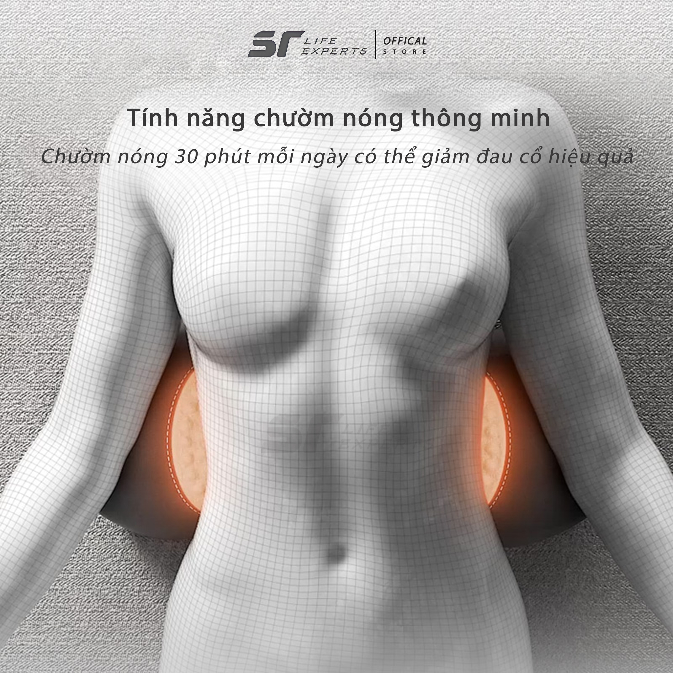 Gối Kê Lưng Massage Túi Khí Kéo Dãn,Tích Hợp Chườm Nóng Công Thái Học, Giảm Đau Cột Sống - Sairui