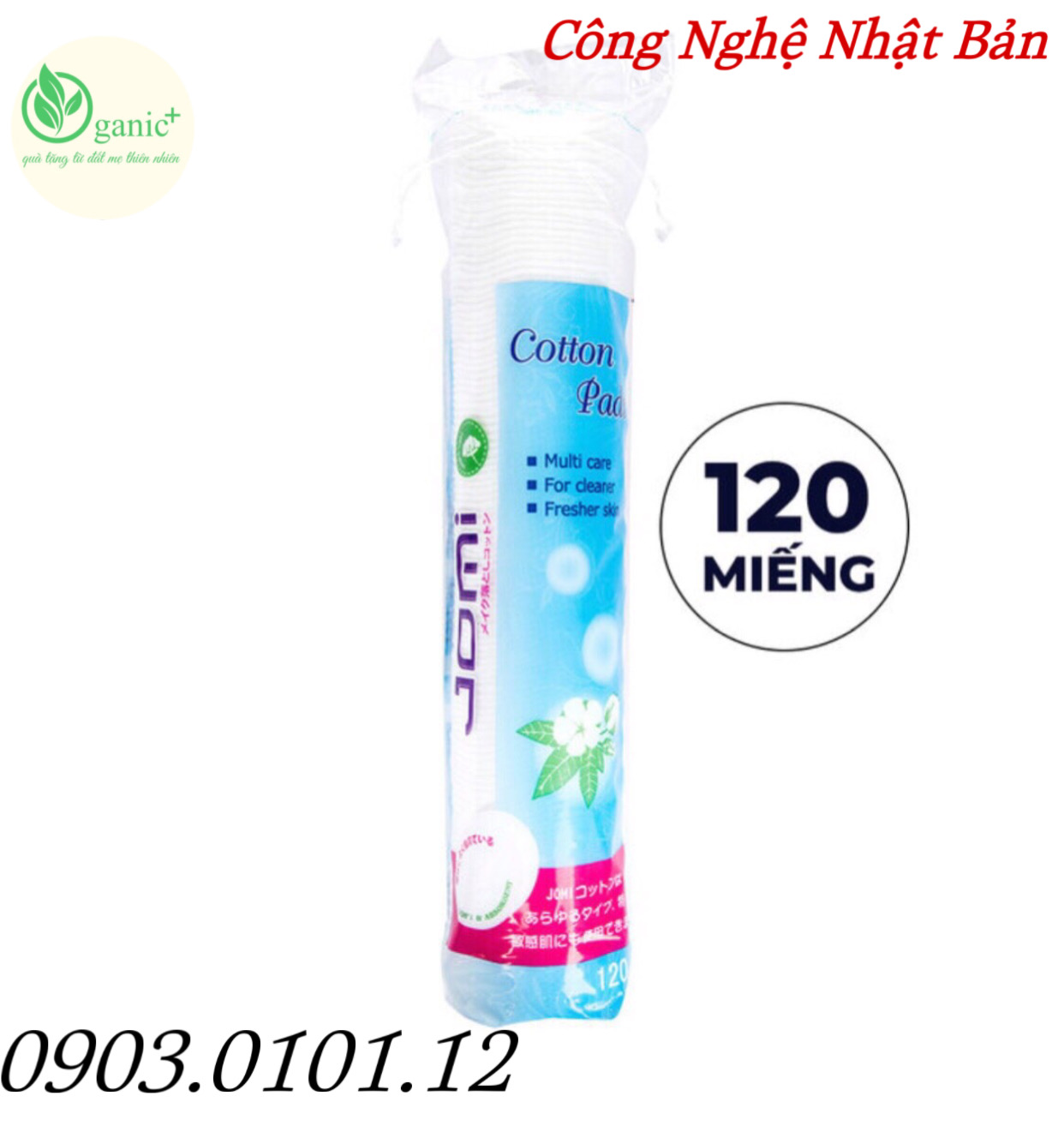 Bông tẩy trang Jomi nhật bản chính hãng 120 miếng 100% bông tự nhiên