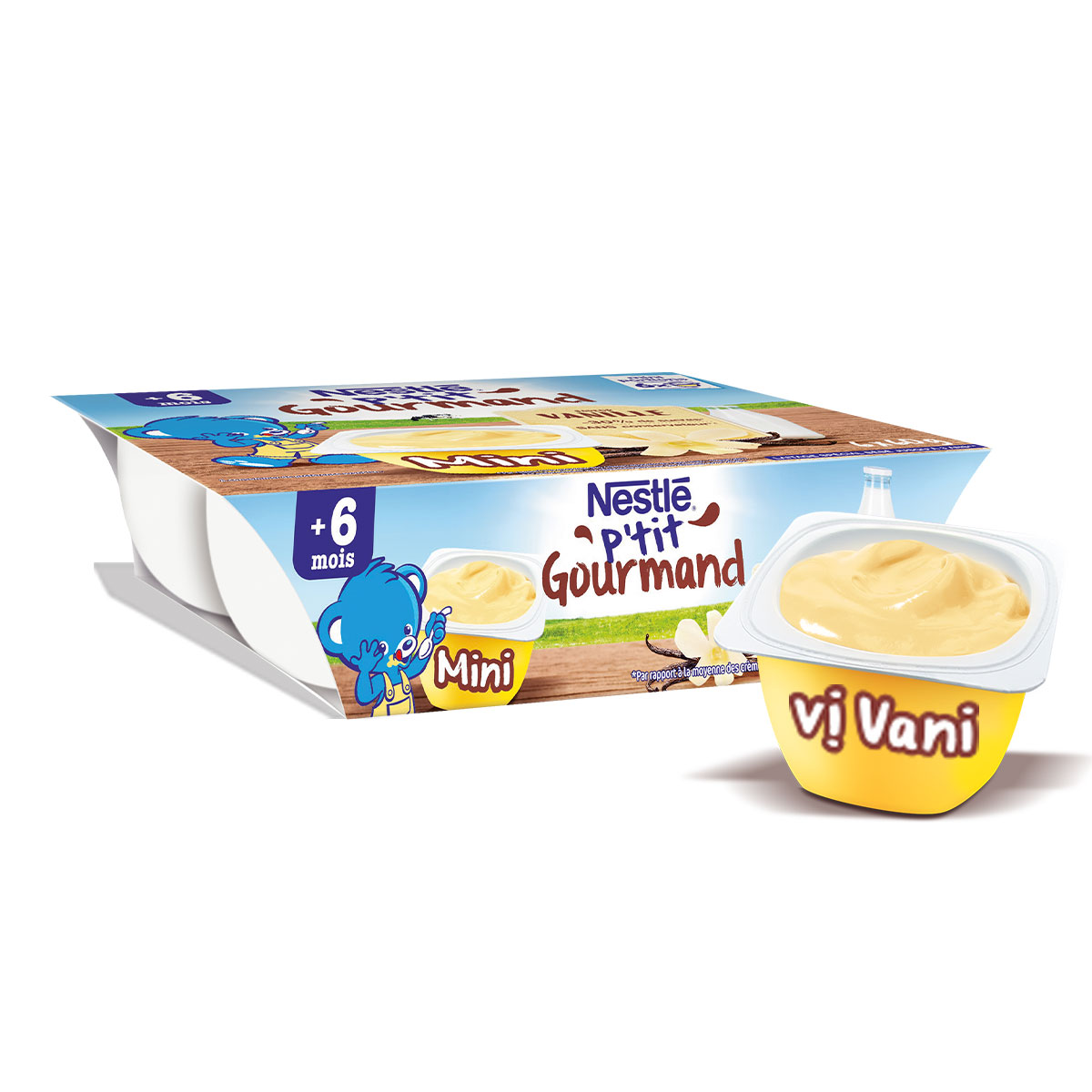 Váng Sữa Pháp Nestlé P'tit Gourmand Vị Vani 6 Hộp x 60g