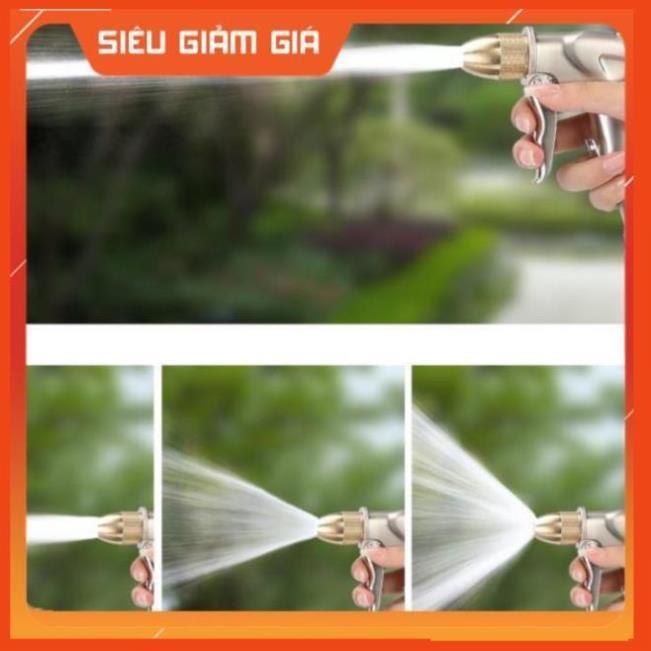 Bộ dây vòi xịt nước rửa xe, tưới cây . tăng áp 3 lần, loại 15m 206701-1 đầu đồng,cút đồng