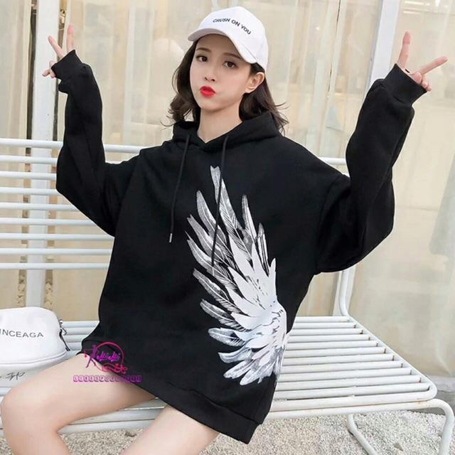 Áo hoodie nam nữ in cánh chim ghép đôi