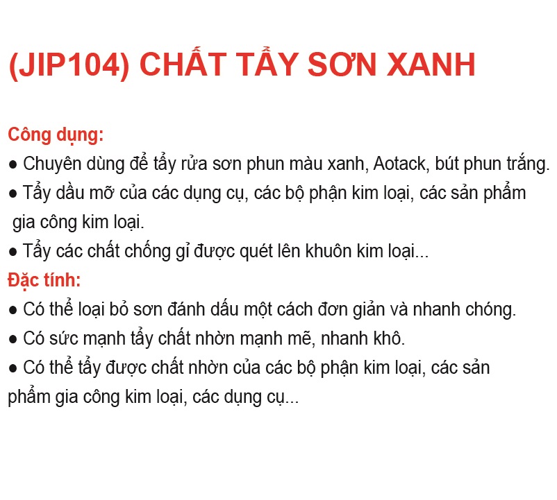 Dung dịch tẩy sơn xanh JIP104 ICHINEN Nhật Bản 420ml - Làm sạch vết sơn, dầu mỡ trên kim loại