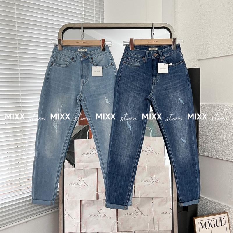 Quần Jean Nữ Baggy Xước lưng cao chất co giãn mềm mịn phom xinh