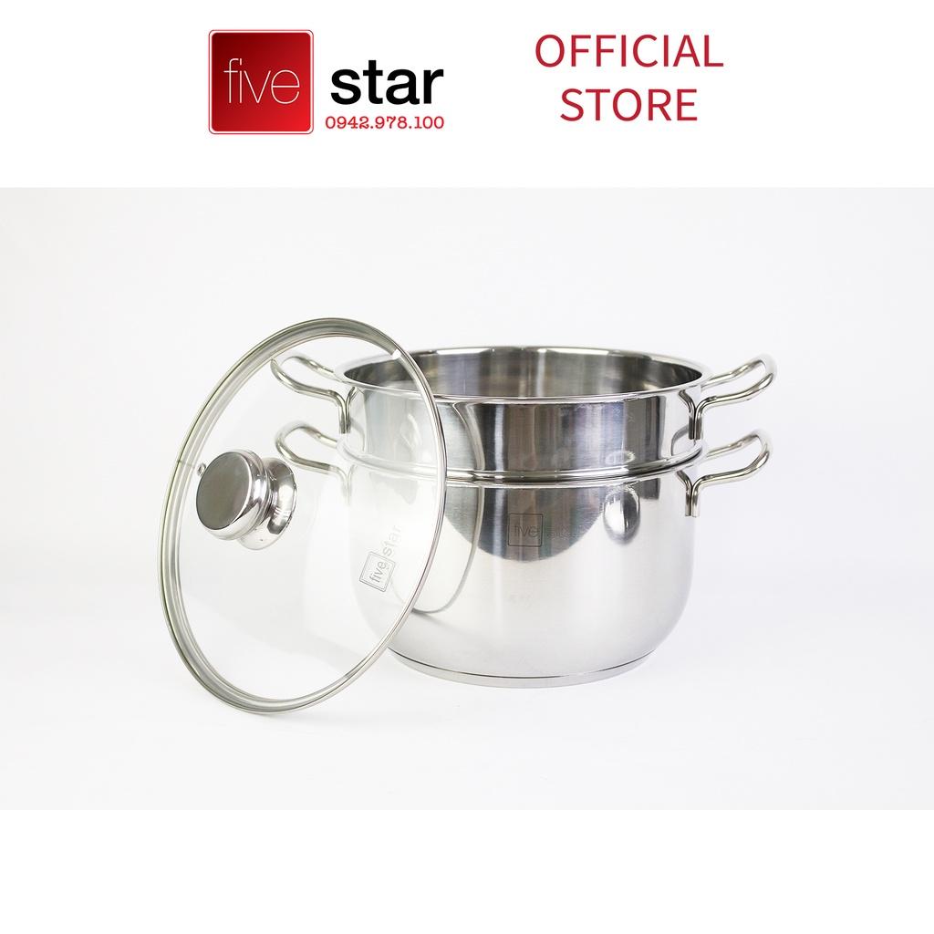 Bộ Nồi Chảo 3 Đáy Inox 430 Cao Cấp Fivestar Standard 6 món nắp kính , dùng được mọi bếp