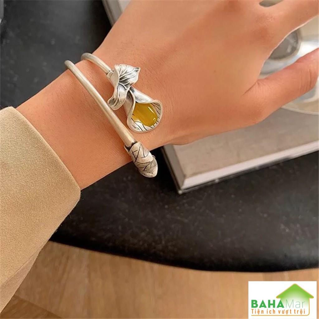 LẮC BẠC VINTAGE THỜI TRANG TẠO HÌNH HOA bạc nguyên chất Vintage Handmade 925, Vòng tay phong cách thời trang
