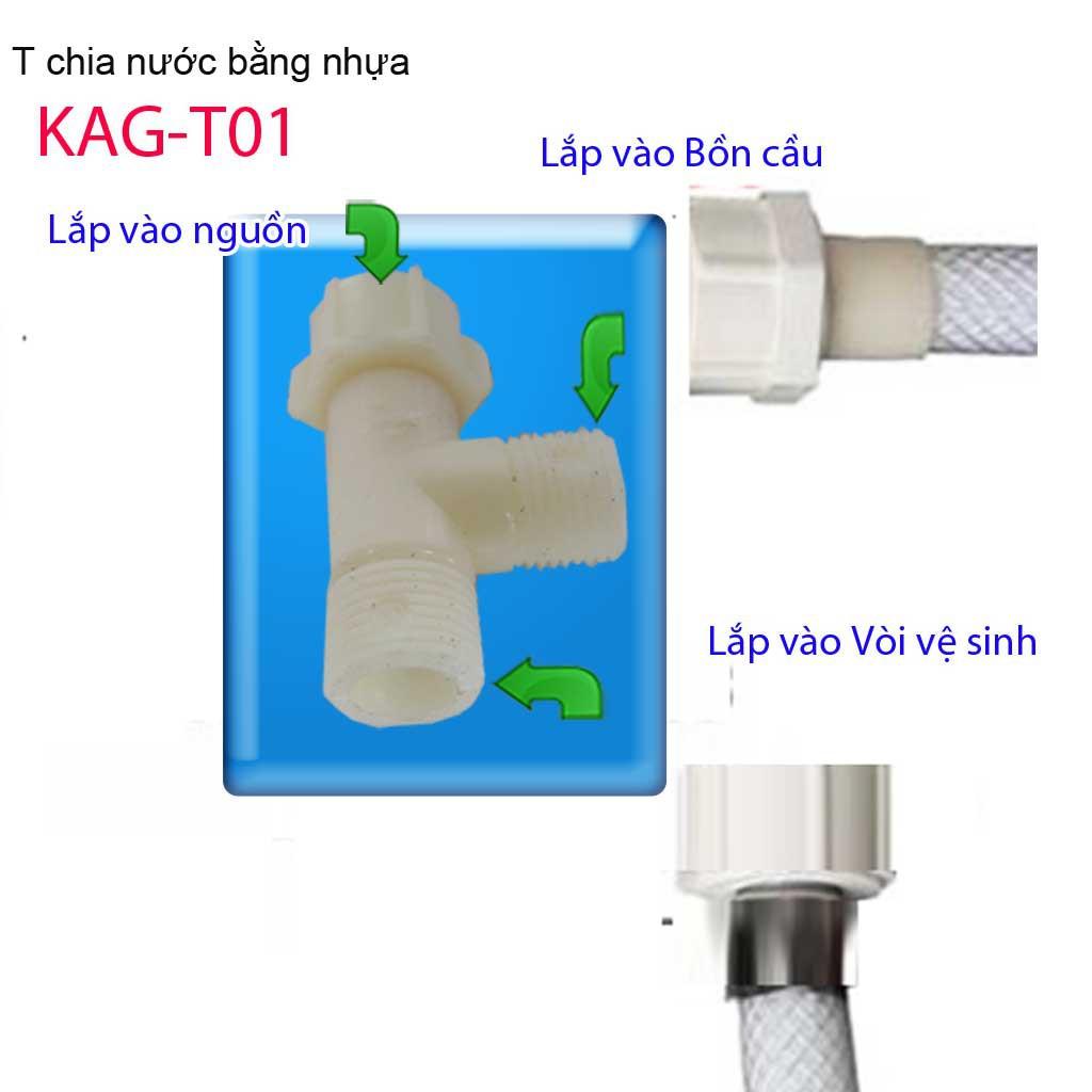 T chia nước bồn cầu, T nhựa 100% KAG-T01 không gỉ séc