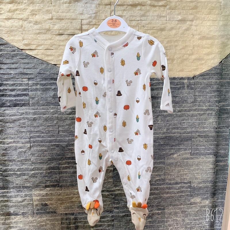Body Sleepsuit cotton xuất dư liền tất dành cho bé trai bé gái 0-24m