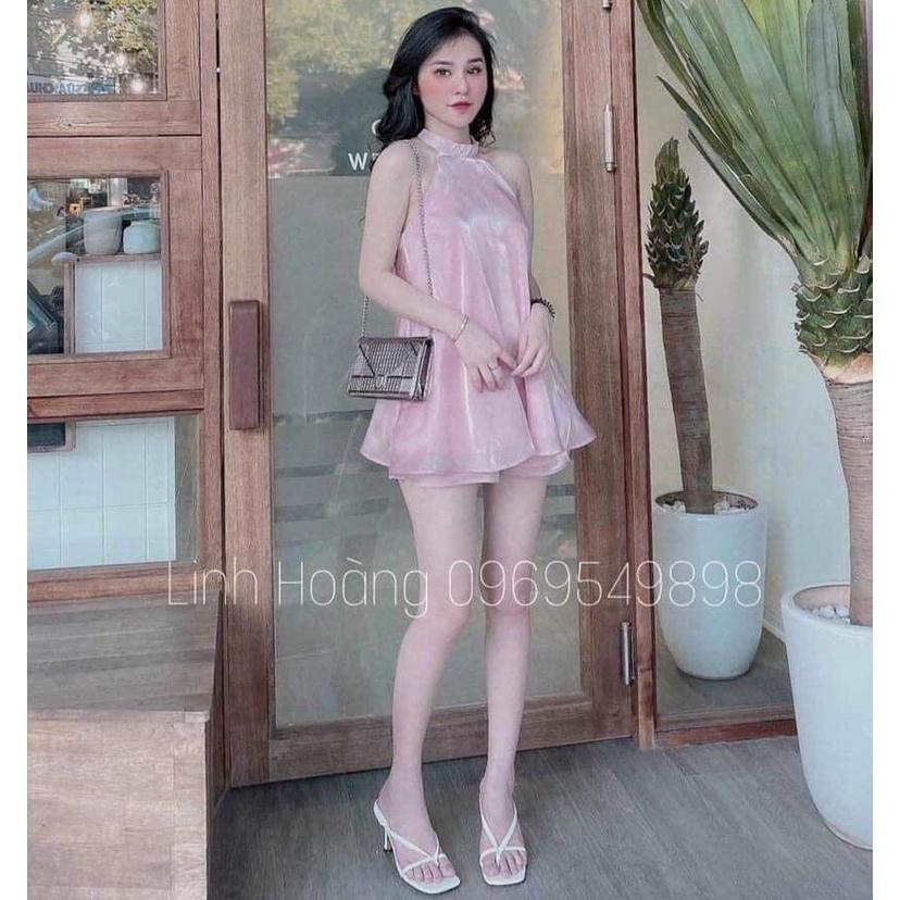 Sét Đồ Bộ Nữ Chất Phi Đũi Cao Cấp Áo Cổ Yếm Dài & Quần Short thiết kế tinh tế gợi cảm DSS672