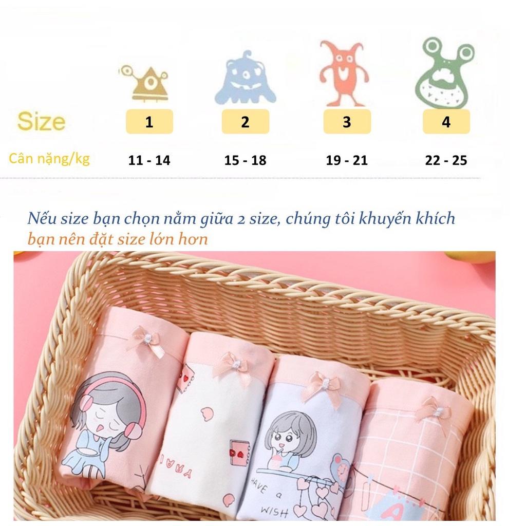 Quần chip bé gái, quần lót cho bé gái cotton cao cấp họa tiết Diary dễ thương hãng LASAMO mã QLB017